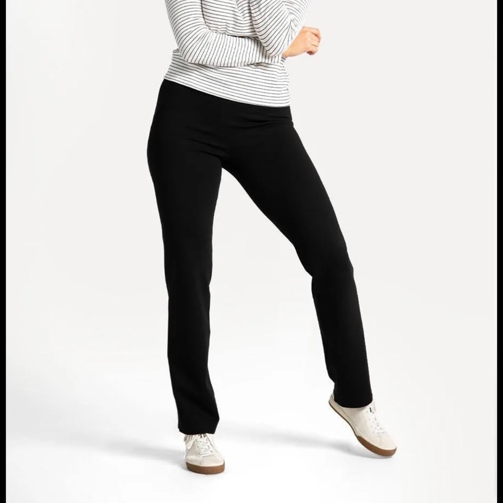 Betabrand Straight Leg Classic Dress Pant Yoga Pants Taupe/Tan size Small
